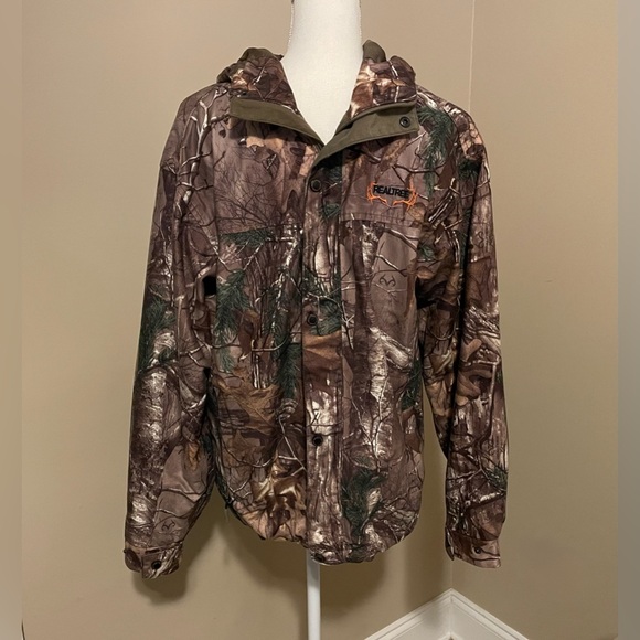Realtree Camouflage Hunting Jacket Hooded Water Resistant Men's Size M